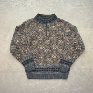 Vintage 90's Half-Zip Patterned Knit Sweater